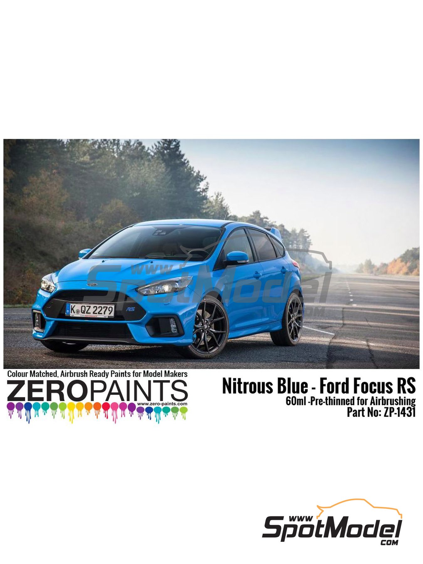 Zero Paints ZP1431 Paint for airbrush Nitrous Blue Ford Focus RS 1 x 60ml (ref. ZP1431